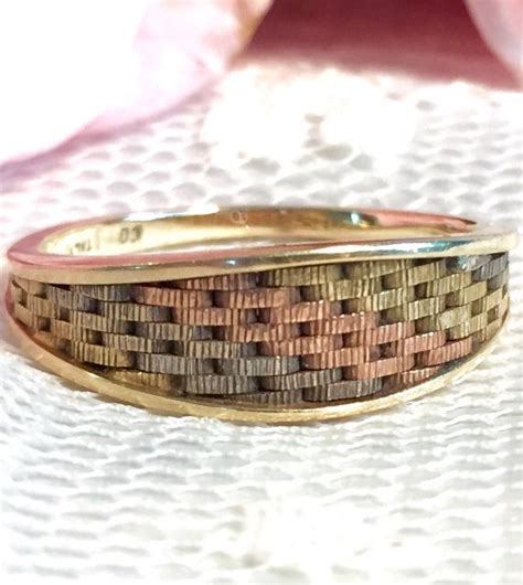 Vintage 14k Solid Gold Woven Ring Made In Italy With Tri Gold Etsy