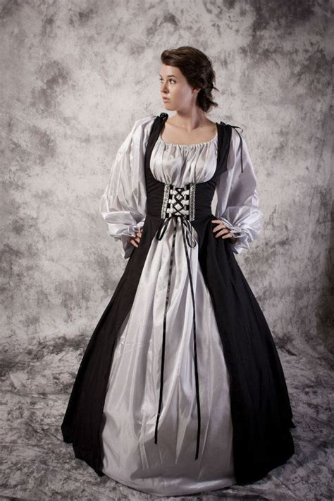 Steampunk Medieval Black Dress Renaissance Cosplay Gown Wench Larp