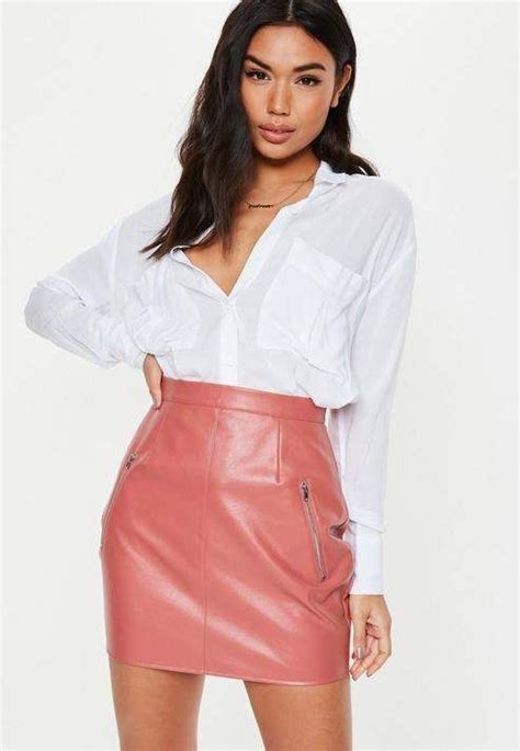 Missguided Pink Faux Leather Zip Mini Skirt Mini Skirts Leather