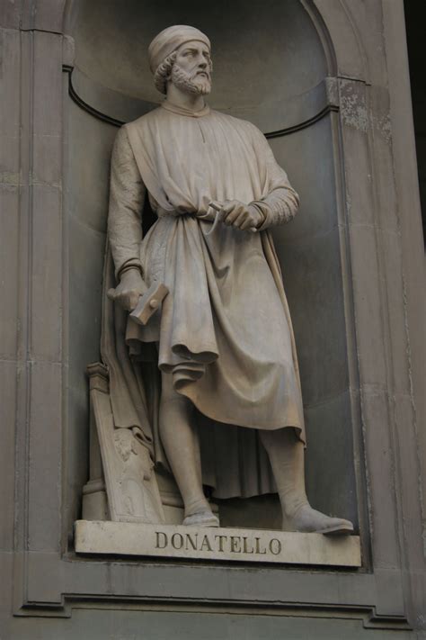 Statue Of Donatello In A Niche Outside The Uffizi Florence Italy