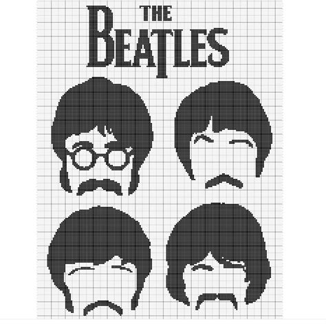 The Beatles Faces Crochet Graph Single Crochet Blanket Etsy