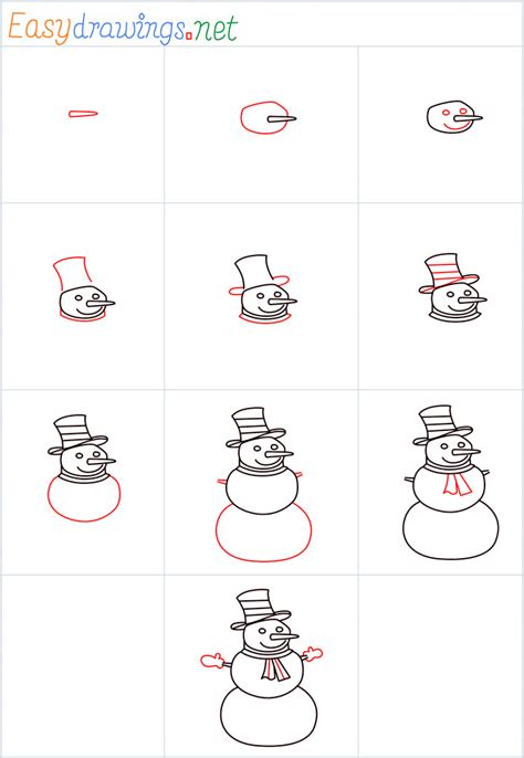 how to draw snowman step by step at drawing tutorials