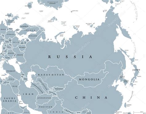 Eurasia Mappa Politica Con Paesi E Frontiere Stock Vector By ©furian