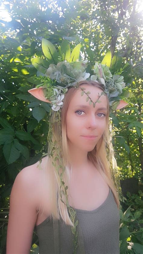 elf flower crown nymph headpiece fairy headband flower etsy fairy headband nymph flower tiara