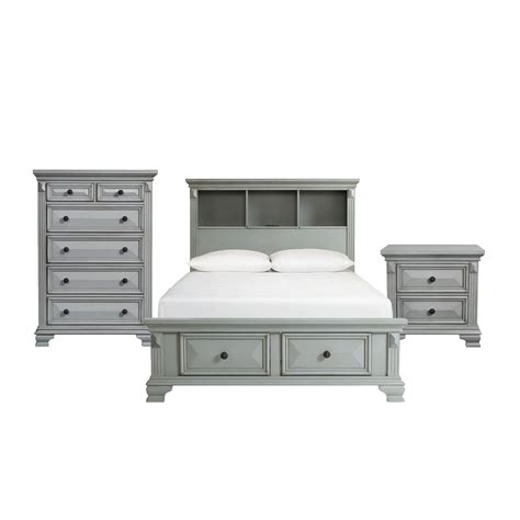 Calloway Full Storage 3 Piece Bedroom Set Gray New Lots Furniture