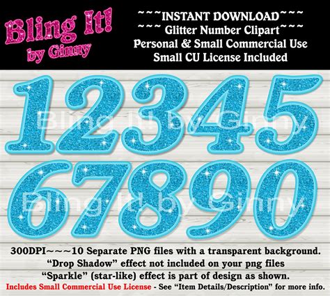 Blue Glitter Number Clipart With Sparkle Effect, Graphical Design PNG