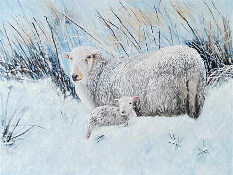 Welsh Mountain Sheep In Snow Artwork500