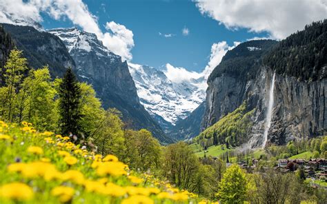 Descargar Fondos De Pantalla Staubbach Fall Alpes Cascada Paisaje De