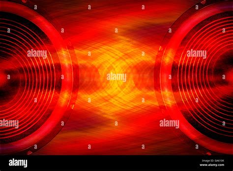 Red Audio Speakers Sound Waves Background Stock Photo Alamy