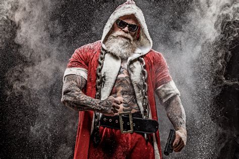 Bad Santa Claus With Gun Top Fit Studios