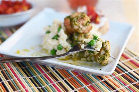 To assemble, spread each piece of toasted bread with 1⁄2 tsp pesto. Baked Lemon Parmesan Risotto with Grilled Pesto Shrimp ...