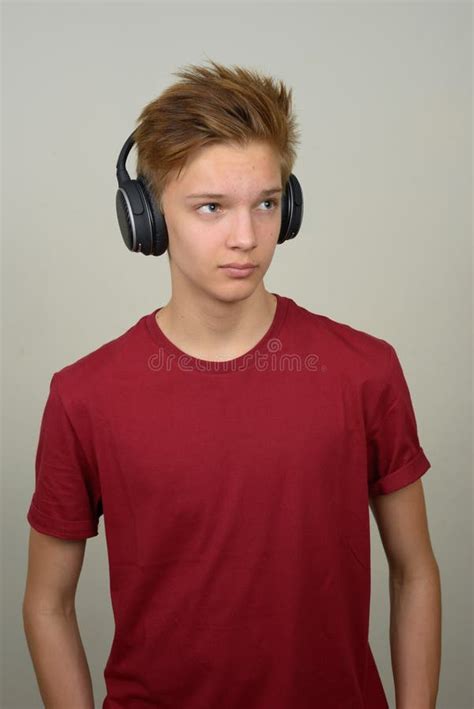Portrait Of Young Handsome Teenage Boy With Blond Hair Stock Image