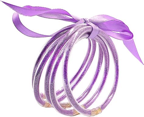 Ybmycm Glitter Jelly Bangles Bracelets Set For Women Glitter Filled