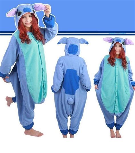 Buy New Adult Fleece Pajamas Onesie Blue Pink Stitch