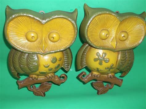 Sexton Metal Owl Plaques Wall Hanging Set Of 2 Vintage 1970 Retro 9 X 6 Vintage Owl Wall