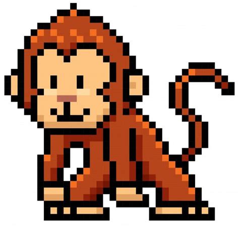Premium Vector Cartoon Monkey Pixel Design Mono De Historieta Arte