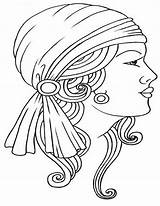 Gypsy Drawing Line Tattoo Drawings Tattoos Coloring Woman Lady Head Embroidery Deviantart Quilling Getdrawings Outline Colouring Luck Paper Vikingtattoo Origami sketch template