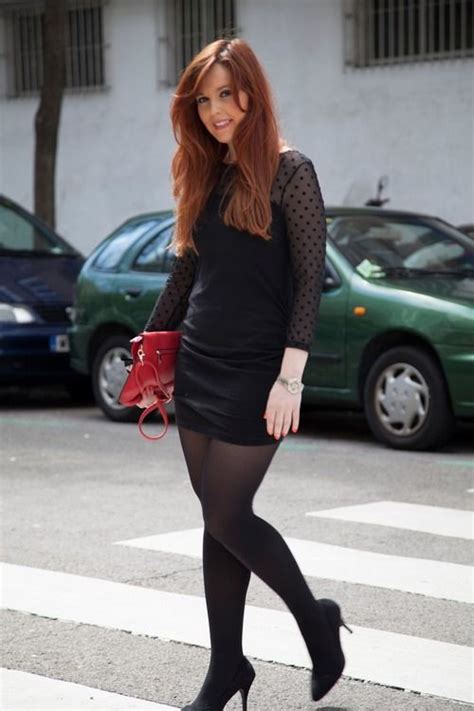 Tightsobsession Black Opaque Tights With Elegant Black Dress