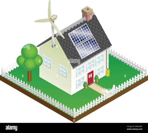 An Illustration Of A Sustainable Renewable Energy House With Solar