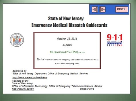 Ny, ma, me, ri, il, de, pa, ct, md Office of Emergency Telecommunications Services | New Jersey Emergency Medical Guidecards