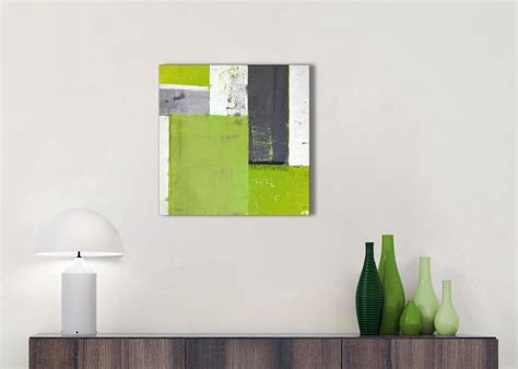 Lime Green Grey Abstract Painting Canvas Wall Art Print Modern 49cm