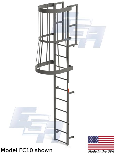 Fixed Vertical And Cage Ladders With Cage Fc10 Ega Products Inc