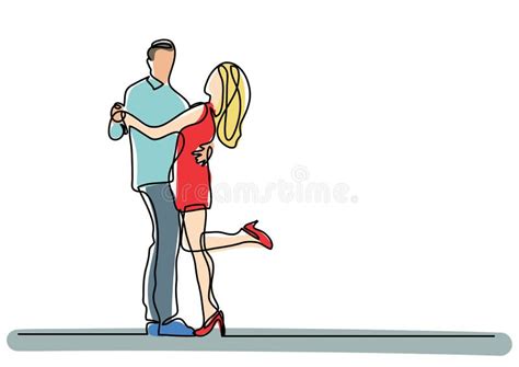 Continuous Line Drawing Of Happy Loving Couple Stock Vector