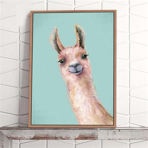 Llama Print Nursery Wall Art Framed Canvas Wall Art Alpaca Etsy