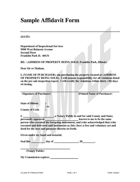 Free Printable Affidavit Statement Form Printable Forms Free Online
