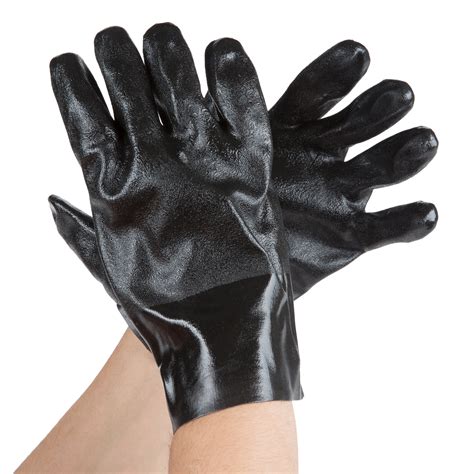 Black Etched Supported 10 Pvc Gloves With Interlock Lining Large