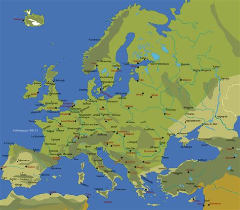 Map Of European Cities Johomaps