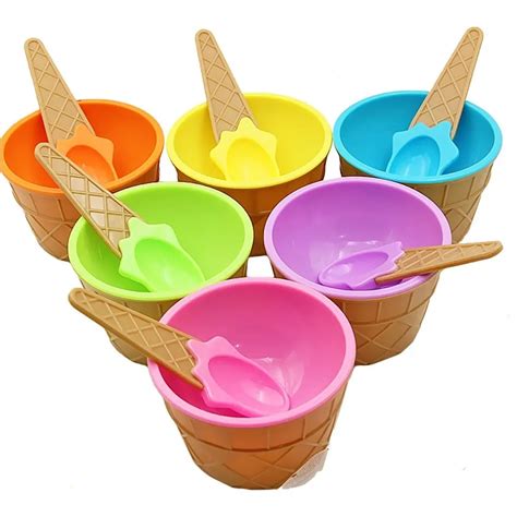 Buy Ice Cream Bowls，plastic Sundae Ice Cream Frozen Yogurt Cups With