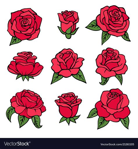 Plants Red Roses Symbols Love Royalty Free Vector Image