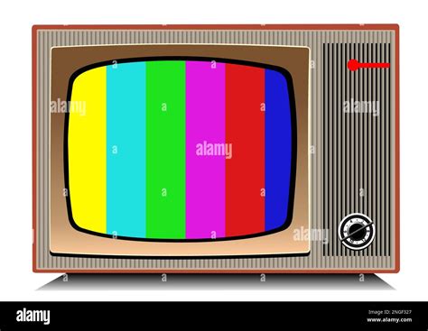 front view of vintage tv set isolated on white clipping path included colored vector