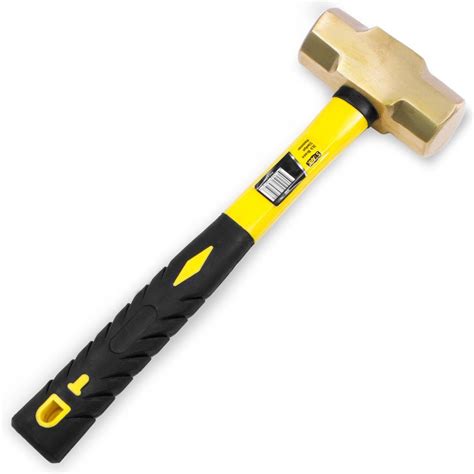 3lbs Forged Steel Solid Brass Sledge Hammer Non Sparking Fiberglass
