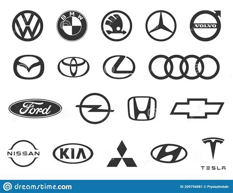 Logo Of Cars Brand Set Of Popular Brands Of Car Black Automobile