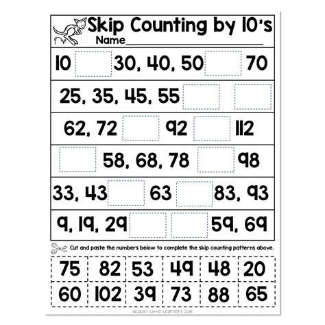 Skip Counting Number Line Worksheet 1 Skip Counting By 10 Lucky