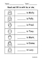 The alphabet in english is one of the fundamental points to start learning english. English teaching worksheets: He/she | Ensino de inglês