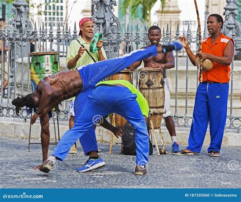 salvador brazil capoeira performance in the central square in pelorinho editorial image