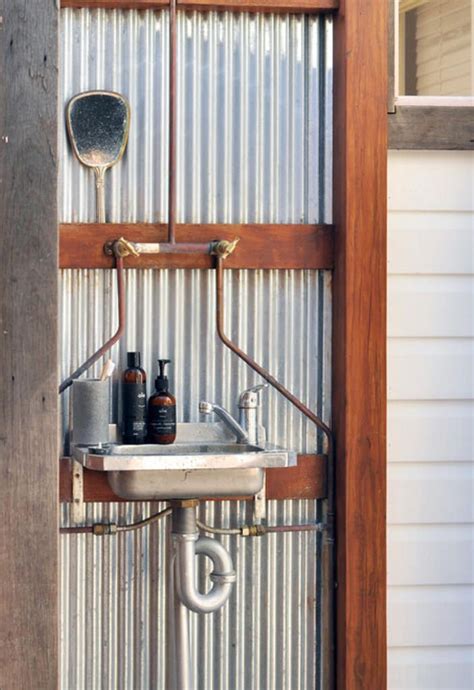 Outdoor Shower And Sink Corrugated Metal Sinks And Outdoor Baths