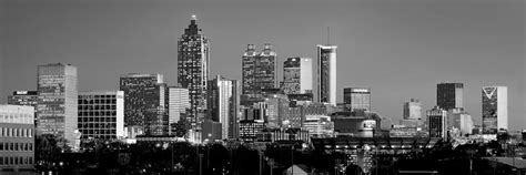 Atlanta Skyline At Dusk Downtown Black And White Bw