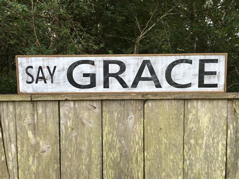 Say Grace Sign 41x725 Framed Rustic Sign Kitchen Sign Etsy