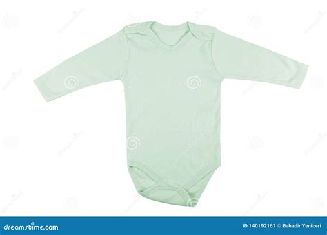 Long Sleeve Green Baby Onesie Isolated Stock Image Image Of Detail