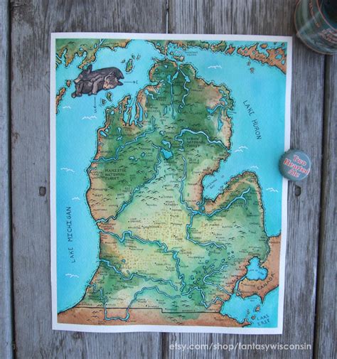I Finally Finished The Lower Peninsula Of My Watercolor Michigan Map