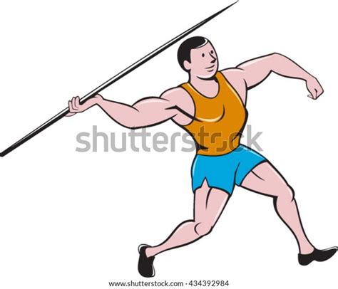 Illustration Track Field Athlete Javelin Throw Stock Vector Royalty