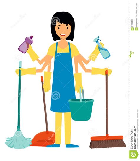 Housewife And Cleaning Tools Stock Vector Image 61802265
