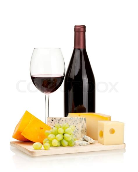 Red Wine Cheese And Grapes Stock Photo Colourbox