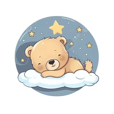 Cute Sleeping Bear On The Moon Element Cute Bear Teddy Png