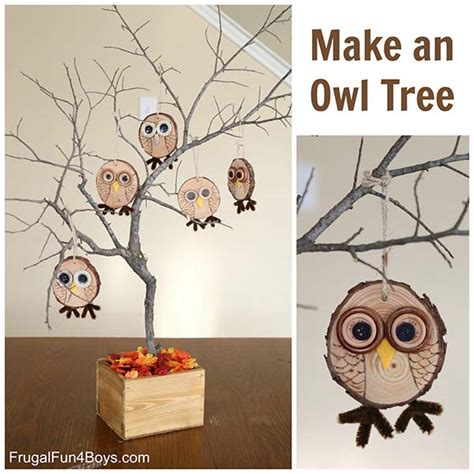 How To Make Adorable Wood Slice Owl Ornaments And An Owl Tree Home