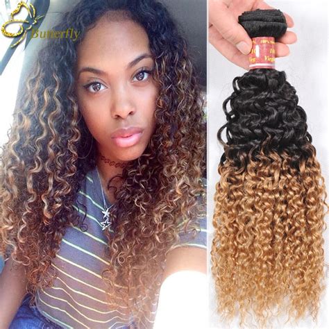 2020 popular 1 trends in hair extensions & wigs with brazilian human hair weave with closure ombre and 1. 7A Malaysian Virgin Hair Ombre Kinky Curly Hair Weave 1B ...
